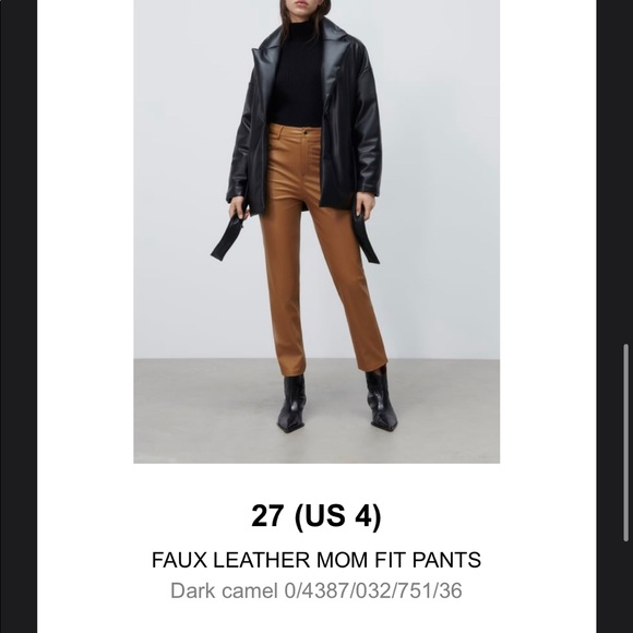 FAUX LEATHER MOM FIT PANTS - Picture 1 of 5